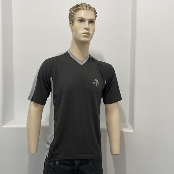 ecos Performance Wear Short Sleeve V-Neck  T-Shirt Black Gray  Size S M NWT - Picture 10 of 11